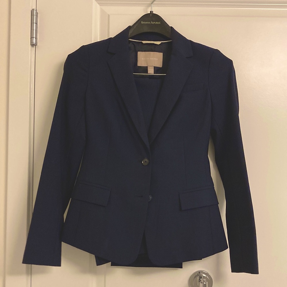 Banana Republic Italian-Wool Pant Suit - Navy Blue, 00P